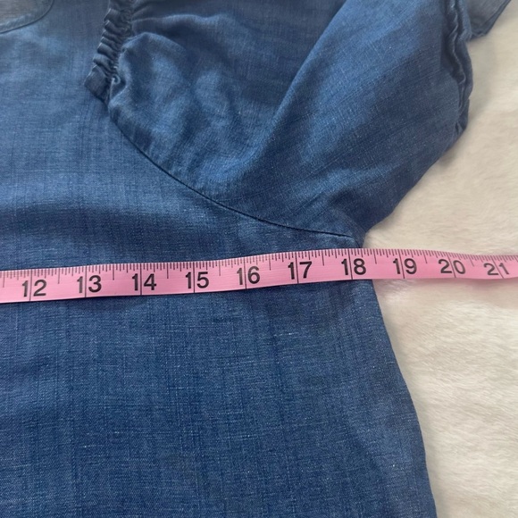 LOFT Blue Blouse Elegant Cotton Blend - Picture 2 of 13